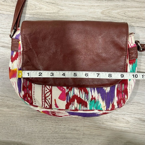 Trades Of Hope Leather Canvas Small Crossbody Purse Adjustable Strap Brown Boho - Picture 5 of 9
